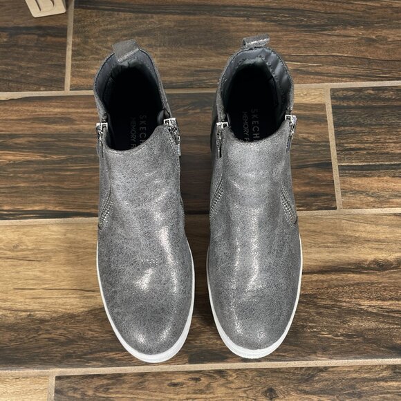 Skechers Lift Off Womens Size 9.5 Shoes Shimmer Pewter Hidden Wedge Ankle Boots - Picture 12 of 13